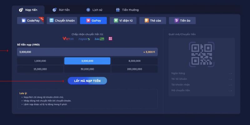 Nạp tiền nhanh chóng và chính xác với mã QR